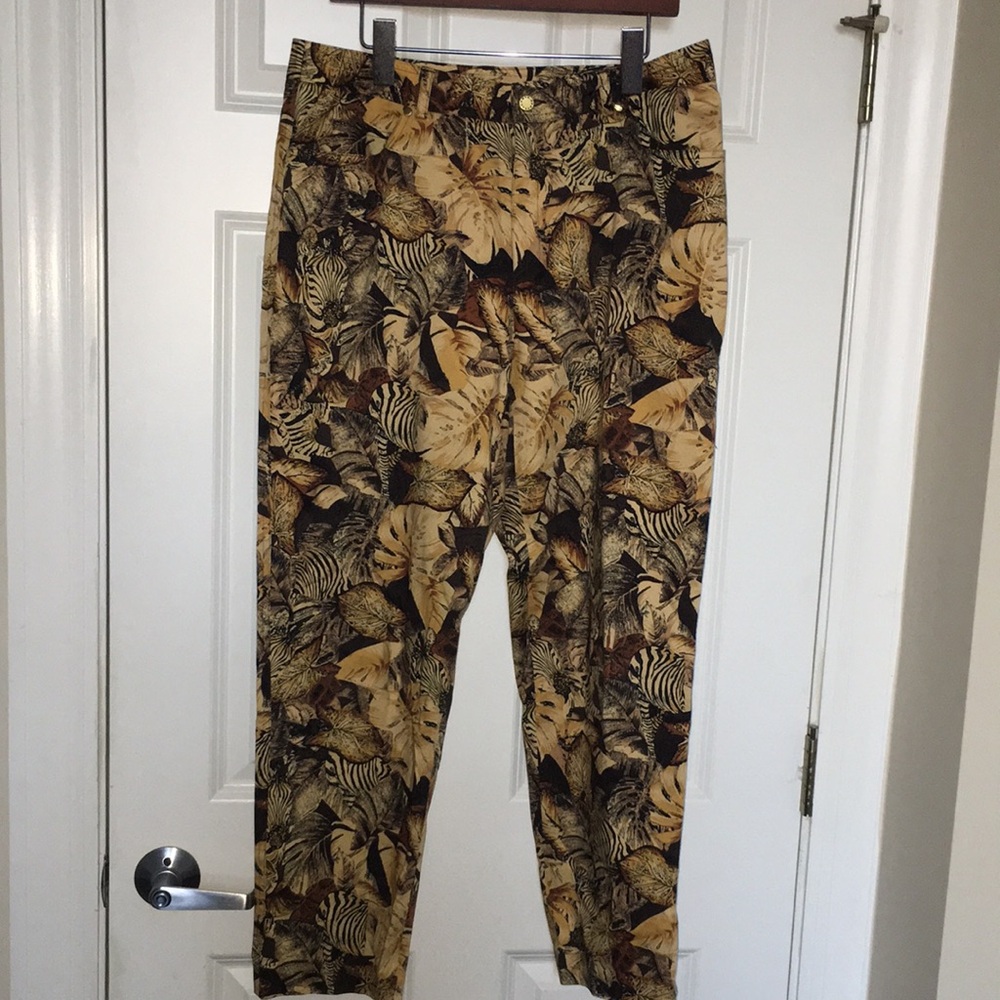Dana Buchman Petite Jungle Print Pants | Size 14P